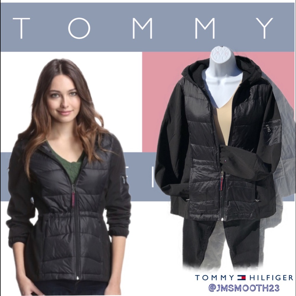 🛑CLEARANCE‼️ Tommy Hilfiger 🦆Down Hooded Jacket Black size large